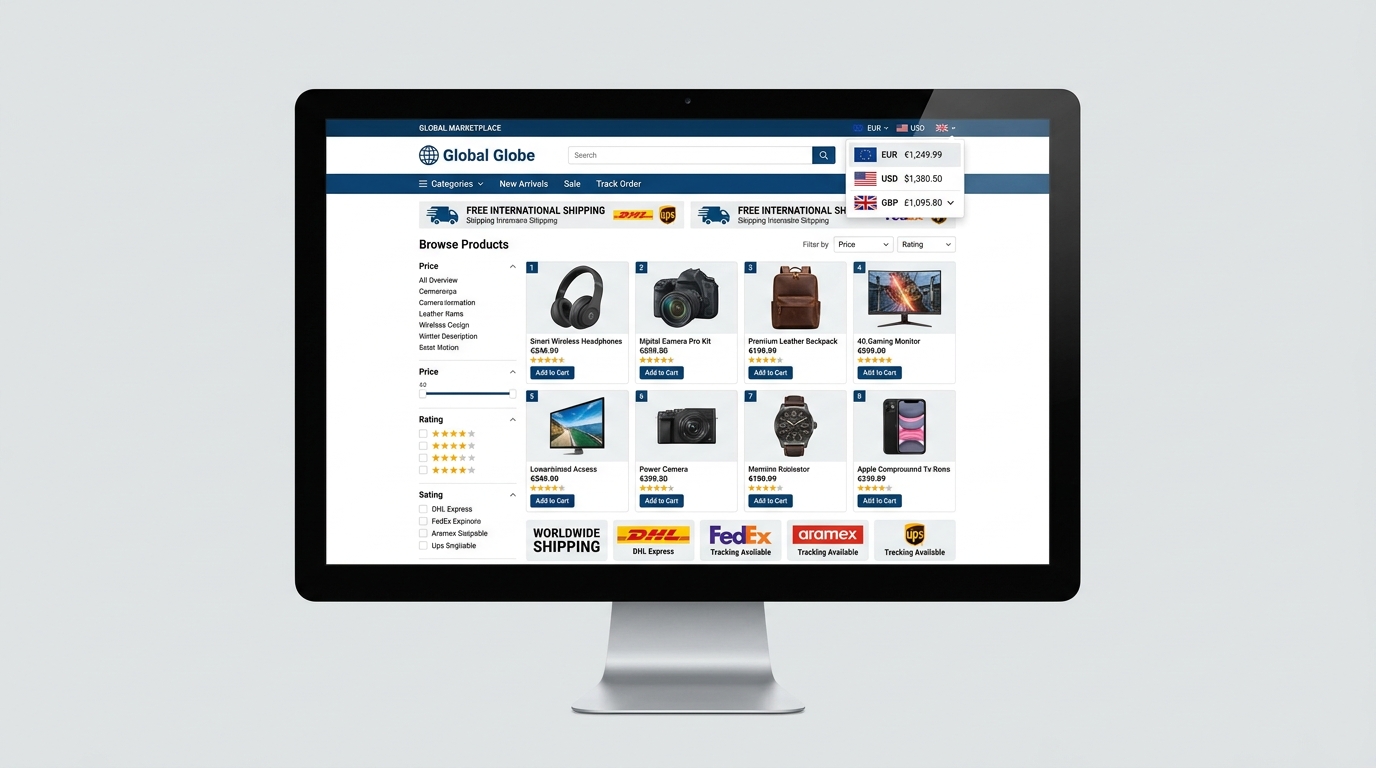 Global E-İhracat Platformu Web Tasarım Monitör Mockup